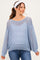 Dusk Blue Open Knit Striped Maternity Sweater Top