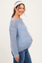 Dusk Blue Open Knit Striped Maternity Sweater Top