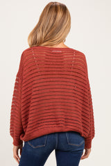 Terracotta Open Knit Striped Maternity Sweater Top