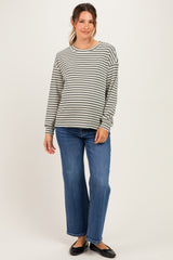 Hunter Green Striped Maternity Long Sleeve Top