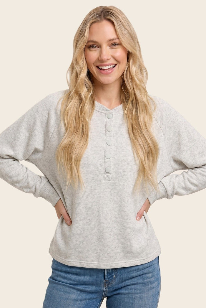 Ash Grey Half Snap Button Up Pullover