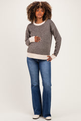 Chocolate Two Tone Ribbed Maternity Sweater