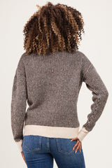 Chocolate Two Tone Ribbed Maternity Sweater