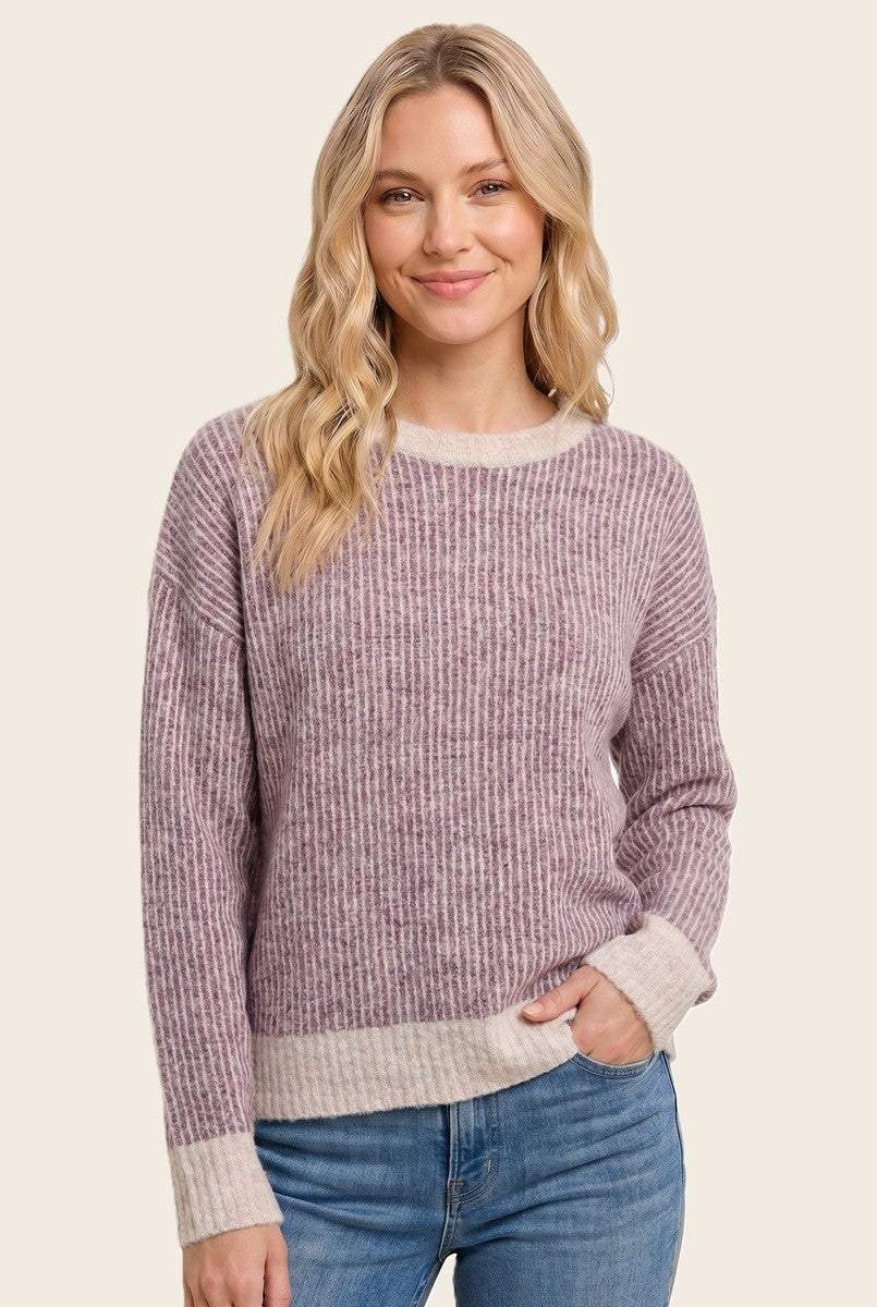 Berry Two Tone Ribbed Maternity Sweater