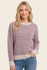 Berry Two Tone Ribbed Maternity Sweater