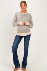 Olive Two Tone Ribbed Maternity Sweater