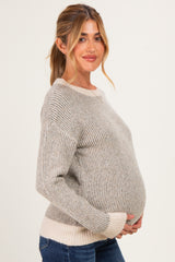 Olive Two Tone Ribbed Maternity Sweater