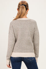 Olive Two Tone Ribbed Maternity Sweater