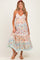 Multicolor Floral Colorblock Tiered Lace Trim Maternity Midi Dress