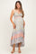 Multicolor Floral Colorblock Ruffle Tiered Maternity Midi Dress