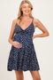 Navy Floral Front Tie Maternity Mini Dress