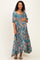 Sage Floral Smocked Handkerchief Hem Maternity Midi Dress