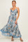 Blue Floral V-Neck Midi Dress