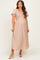 Light Taupe Polka Dot Smocked Maternity Midi Dress