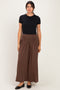 Brown Gathered Waistband Maxi Skirt