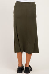 Olive Front Tie Maternity Maxi Skirt