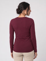 Burgundy Long Sleeve Maternity Top