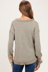 Sage Colorblock Waffle Knit Maternity Pullover Top