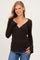 Brown Fitted Long Sleeve Wrap/ Nursing Top