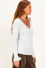 Heather Grey Fitted Long Sleeve Wrap/ Nursing Top
