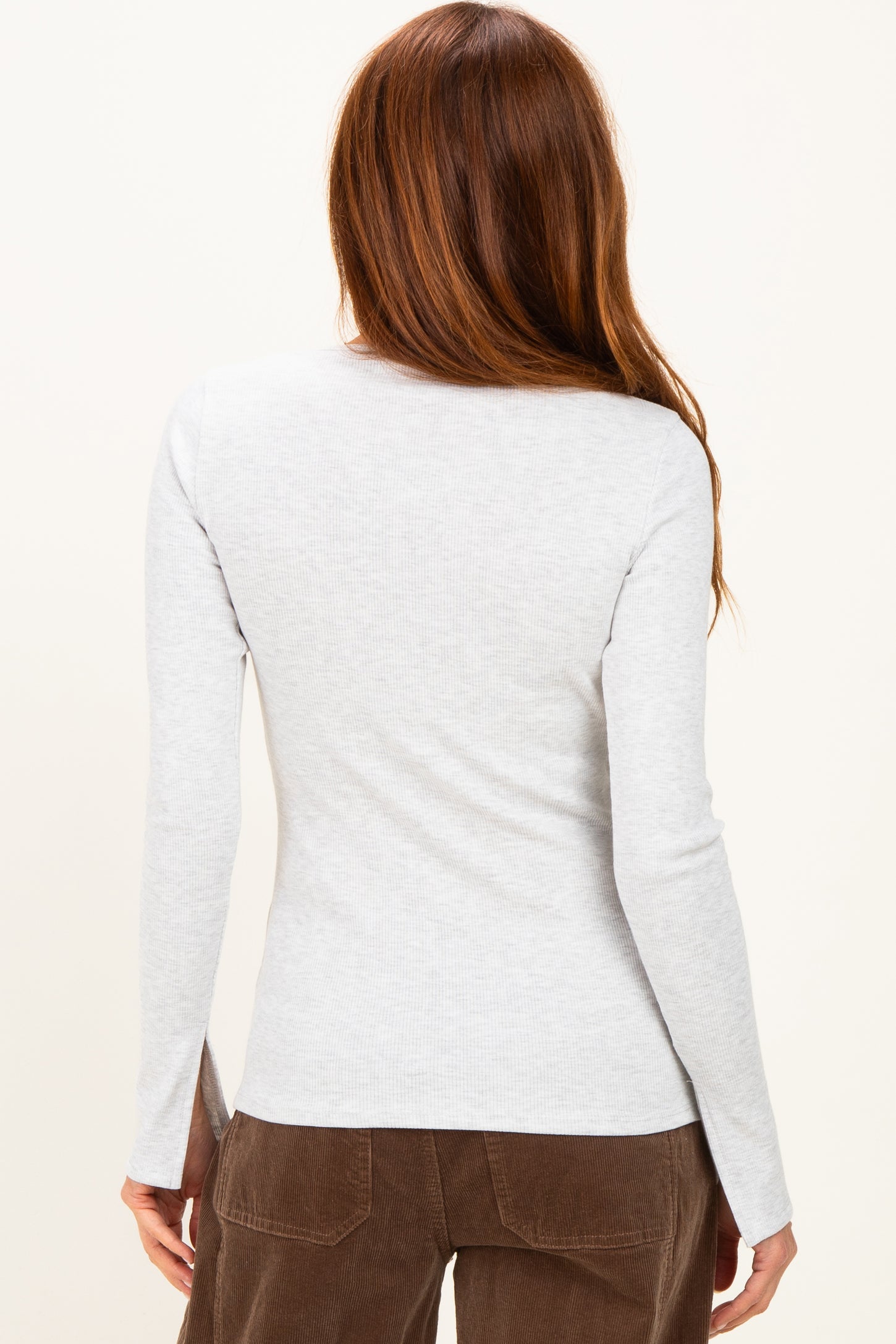 Heather Grey Fitted Long Sleeve Wrap/ Nursing Top