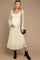 Cream Floral Lace Long Bell Sleeve Maternity Midi Dress