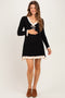 Black Ribbed Knit Contrast Ruffle Trim Maternity Mini Dress