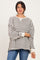Grey Striped Waffle Knit Oversized Pullover Top