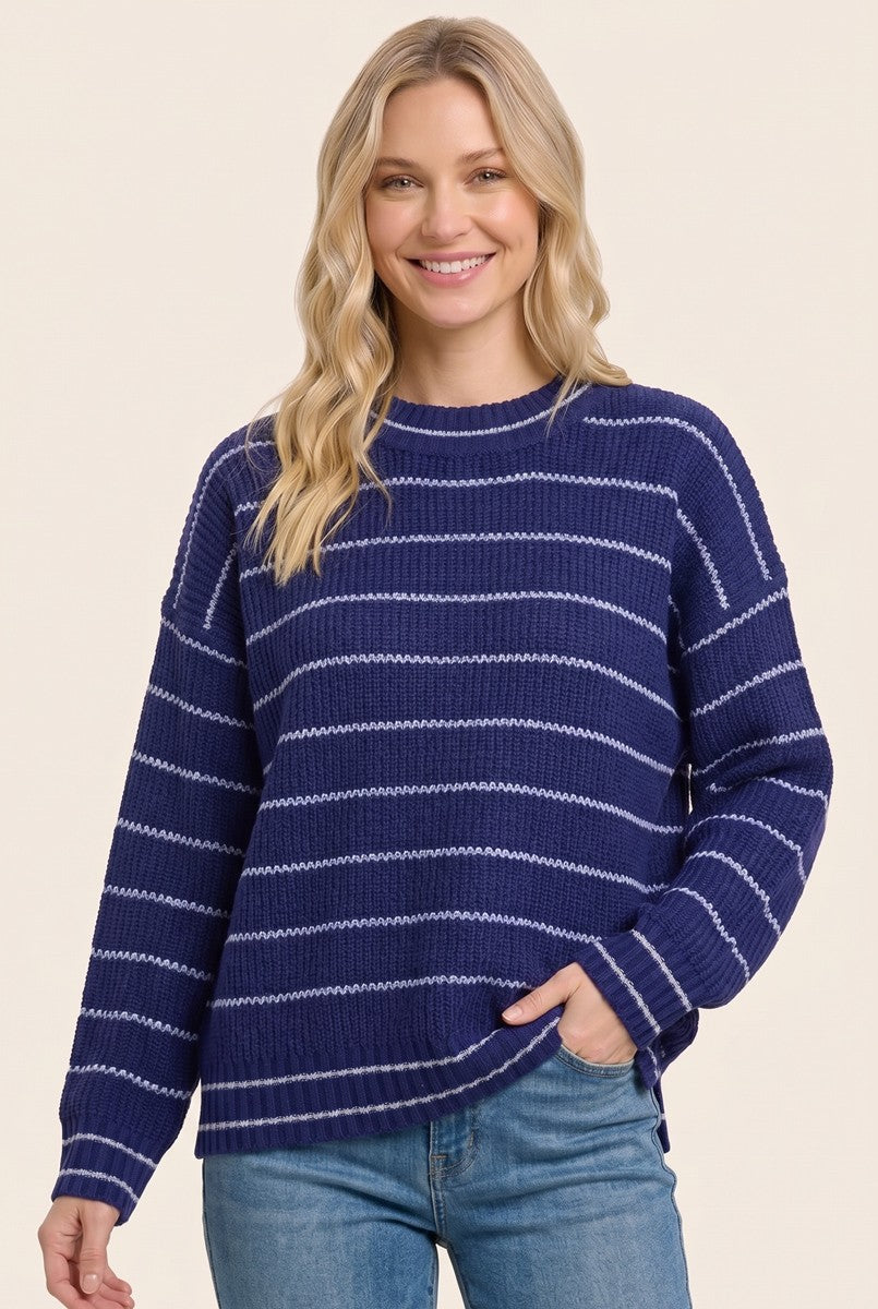 Light Navy Striped Maternity Sweater