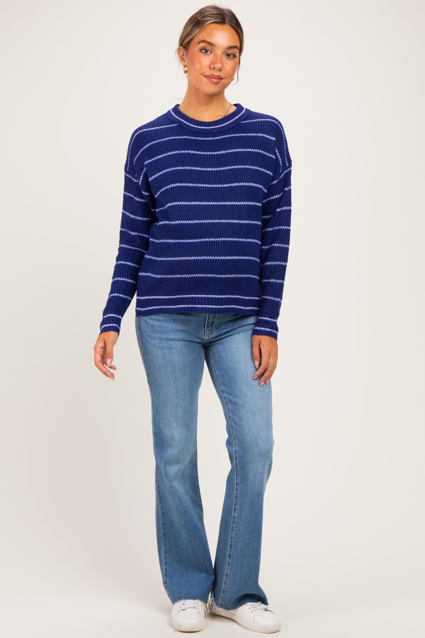 Light Navy Striped Maternity Sweater