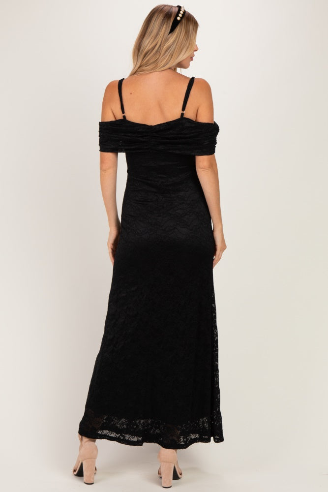 Black Lace Off Shoulder Maxi Dress