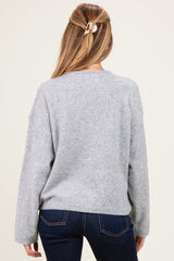 Heather Grey Long Sleeve Crew Neck Maternity Cardigan