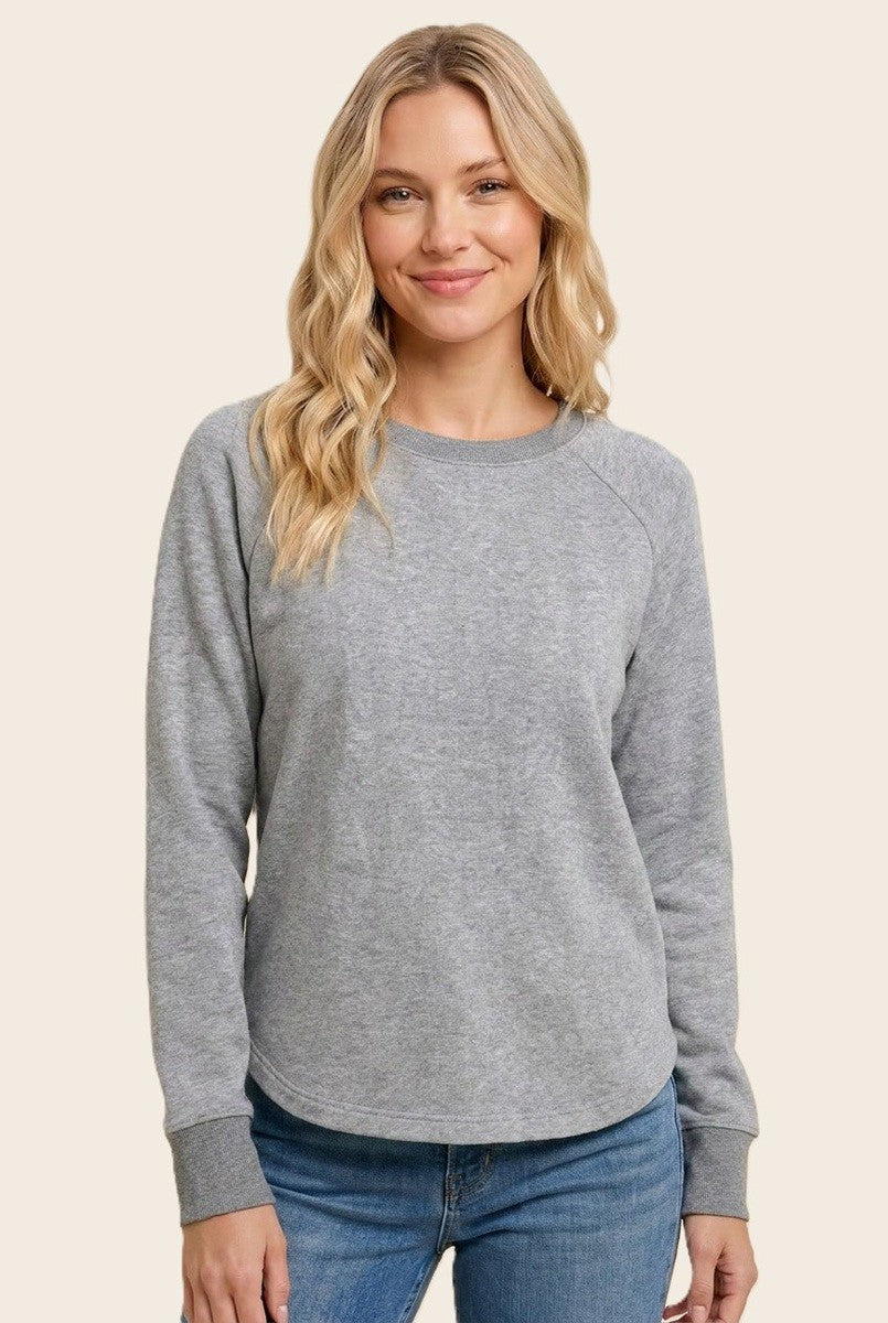 Heather Grey Brushed Knit Long Sleeve Maternity Top