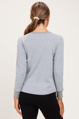 Heather Grey Brushed Knit Long Sleeve Maternity Top
