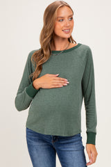 Olive Brushed Knit Long Sleeve Maternity Top
