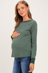 Olive Brushed Knit Long Sleeve Maternity Top