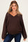 Dark Brown V-Neck Drop Shoulder Maternity Sweater