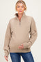 Taupe Half Zip Mock Neck Maternity Sweater