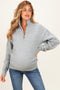 Grey Half Zip Mock Neck Maternity Sweater