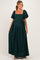 Hunter Green Square Neck Puff Sleeve Maternity Maxi Dress