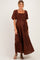 Dark Brown Crochet Lace Smocked Maternity Maxi Dress