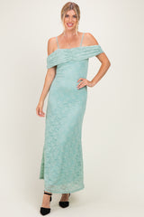 Seafoam Lace Off Shoulder Maternity Maxi Dress