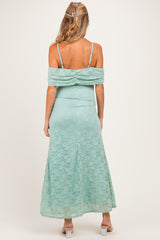 Seafoam Lace Off Shoulder Maternity Maxi Dress