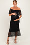 Black Off Shoulder Lace Maternity Maxi Dress