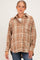 Beige Brushed Plaid Oversized Maternity Shirt Jacket