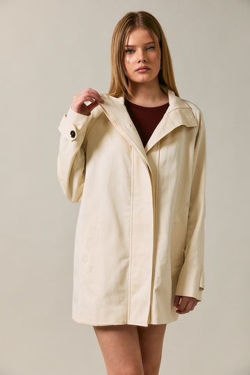 Cream Oversized High Neck Jacket