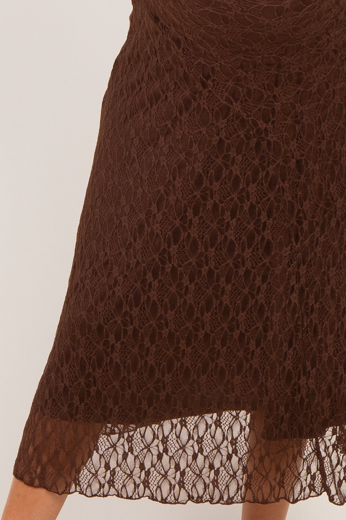Dark Brown Lace Ruched Maternity Midi Tank Dress
