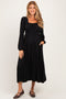 Black Long Sleeve Square Neck Maternity Maxi Dress
