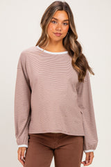 Brick Striped Boat Neck Long Sleeve Maternity Top