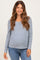 Blue Pinstriped Scoop Neck Maternity Henley Top